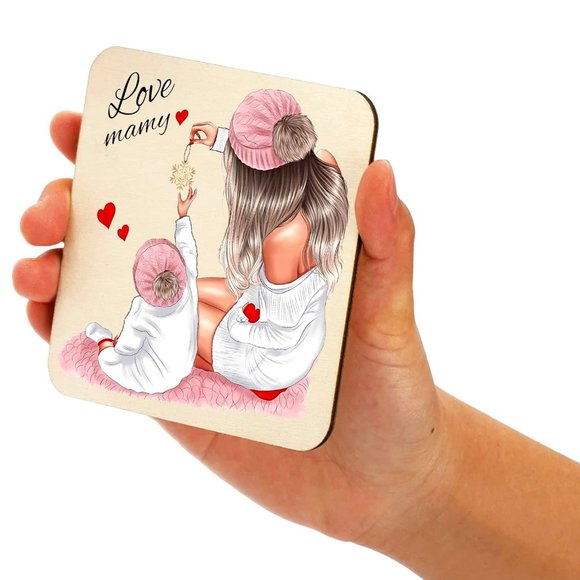COLOR ENGRAVED WOODEN SOUVENIR " LOVE MAMY " COD/W-07 - Picture 2 of 4